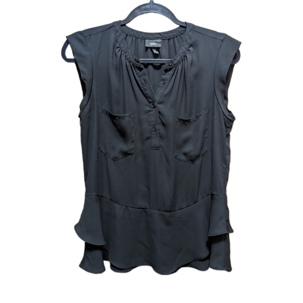 💥MOSSIMO Black henley style button front sleeveless lined tank top size s